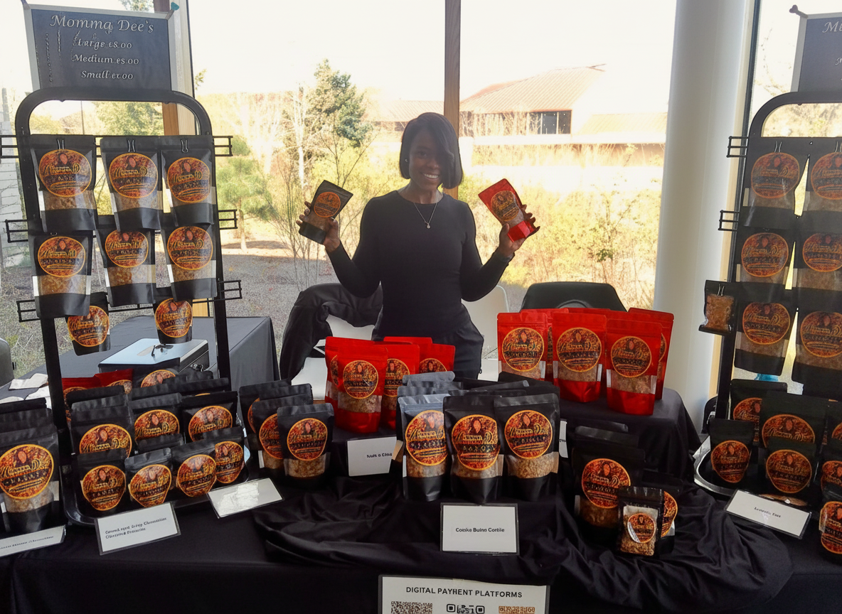 Momma Dee at her product display